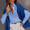 Women's Plus Size Striped Work Casual Long Sleeve Shirt