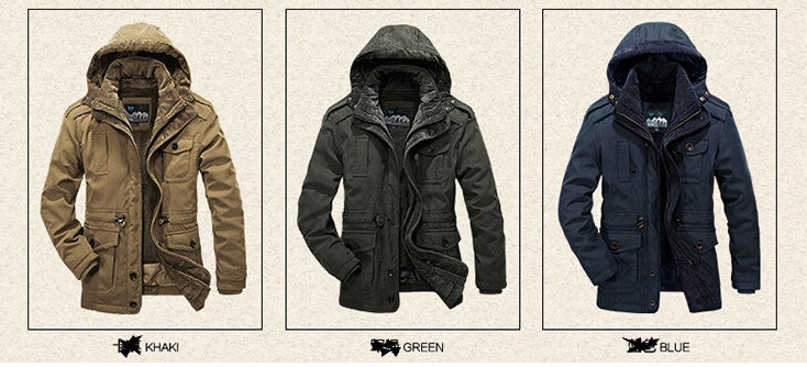 Heavy Wool Men Winter Jacket - Reversible and Removable Hood