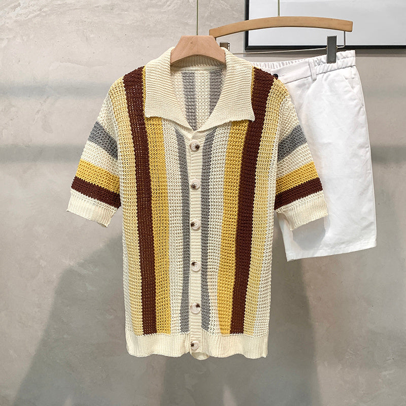 Dopamine Stripe Loose Casual Shirt