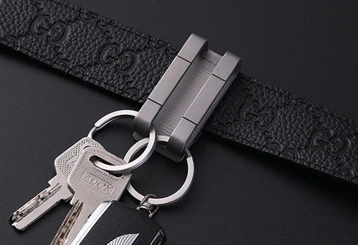 Titanium alloy belt key ring men wear belt double key ring