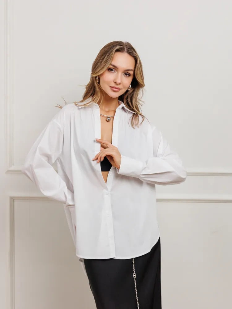 Women's Plus Size Striped Work Casual Long Sleeve Shirt