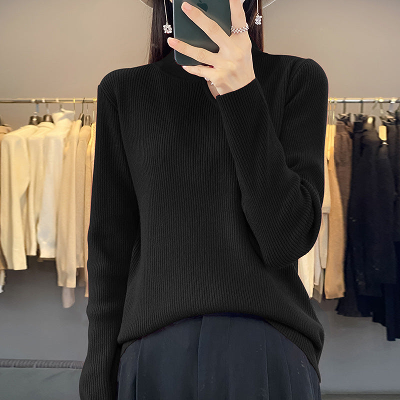 Half Turtleneck New Chinese Style Buckle Sweater Women's Sweater