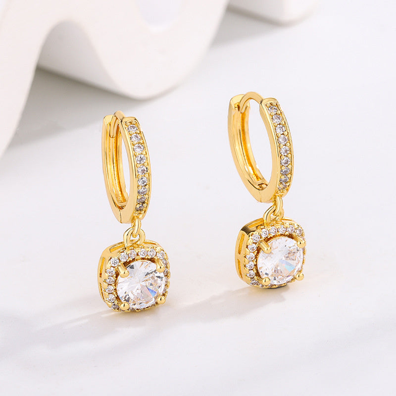 Popular Princess Square Bag 1 Karat Moissanite Silver Earrings