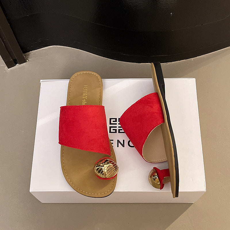 Women's Versatile Flat Bottomed French Toe Flip Flops