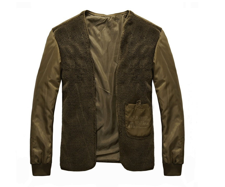 Heavy Wool Men Winter Jacket - Reversible and Removable Hood