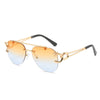 Rimless Leopard Head Sunglasses Women Men's Double Beam Personality