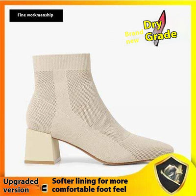 All-match Stretch Knitted High Heel Solid Color