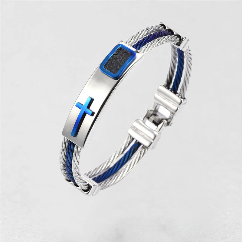 Cross Titanium Steel Men's Bracelet