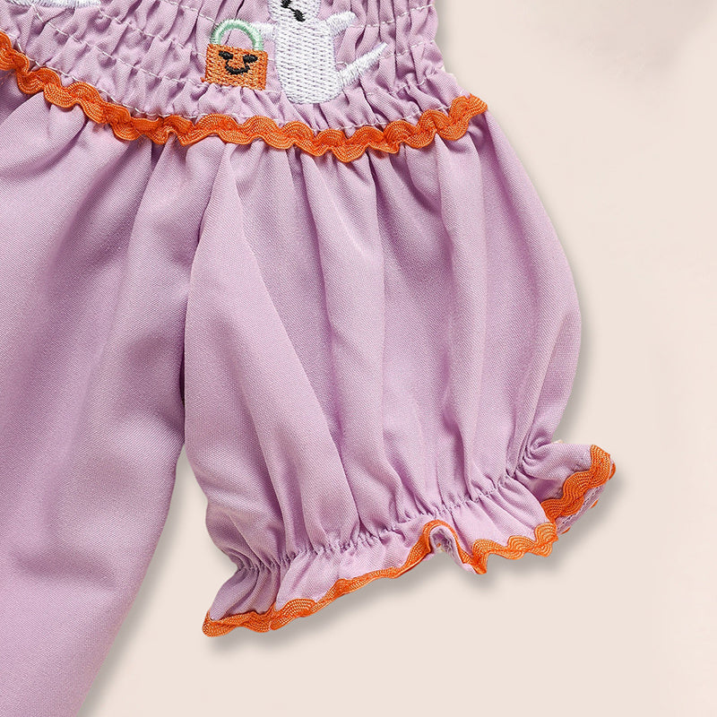Infant Baby Girls Halloween Dress Ghost Embroidery Dress With Headband Party Costume Dresses