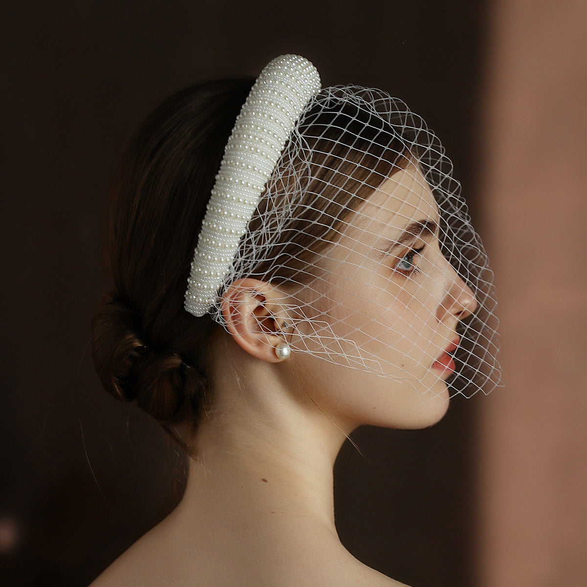 French Hepburn Style Bridal Veil White