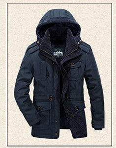 Heavy Wool Men Winter Jacket - Reversible and Removable Hood
