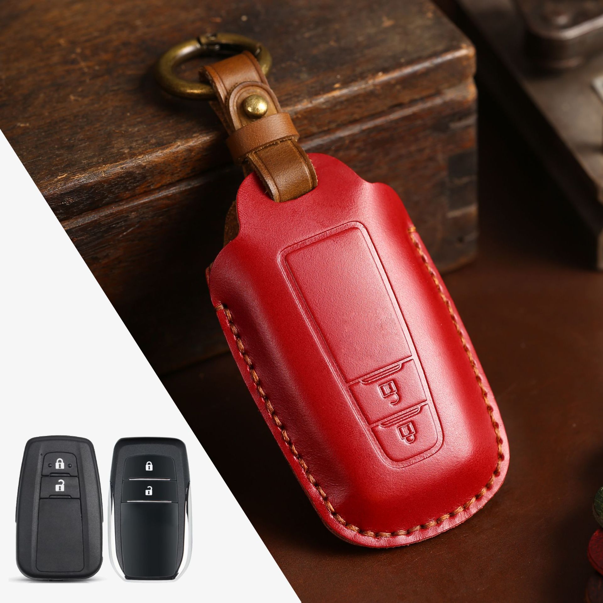 Leather Car Key Case Crazy Horse Leather