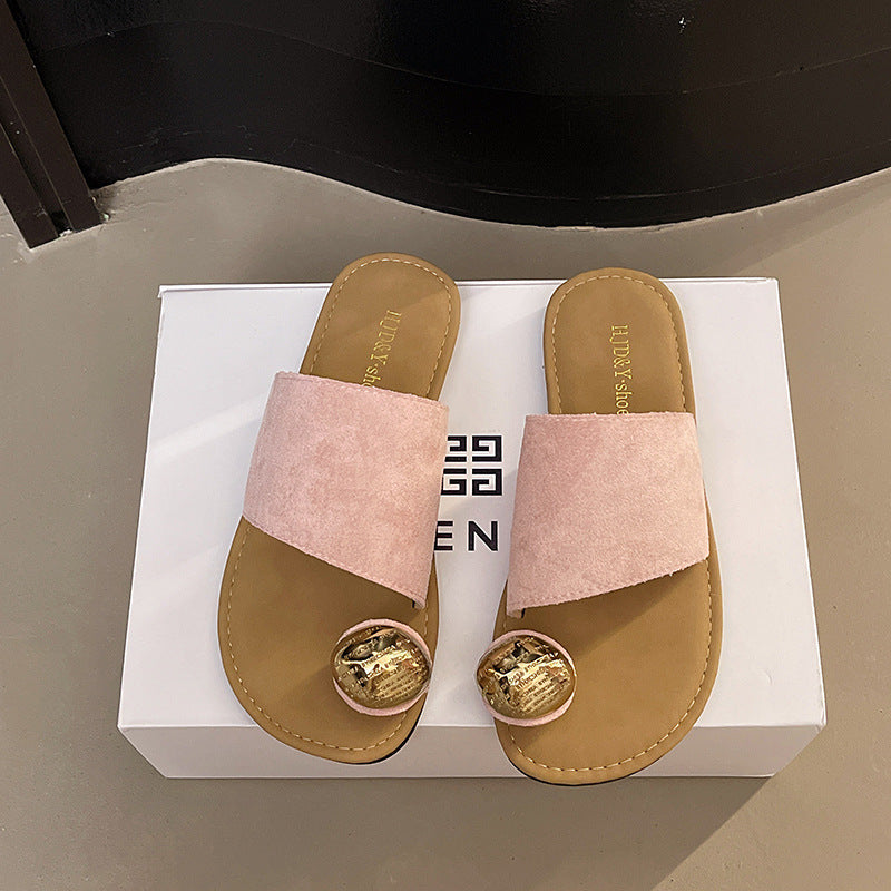 Women's Versatile Flat Bottomed French Toe Flip Flops