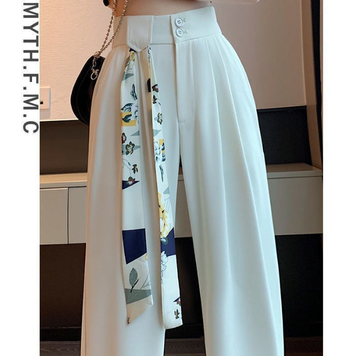 High Waist Narrow Version Ice Silk Wide-leg Pants Drape