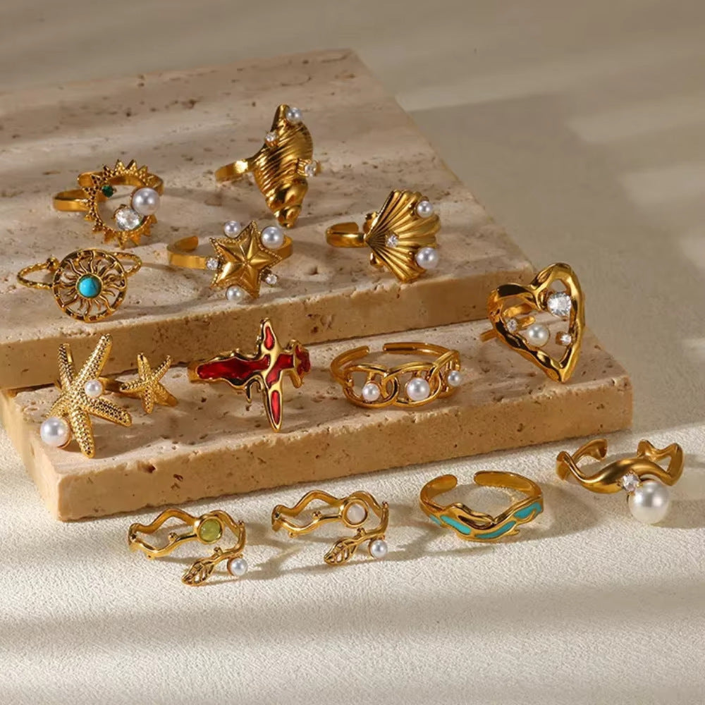 Stainless Steel Open Ring Plated 18K