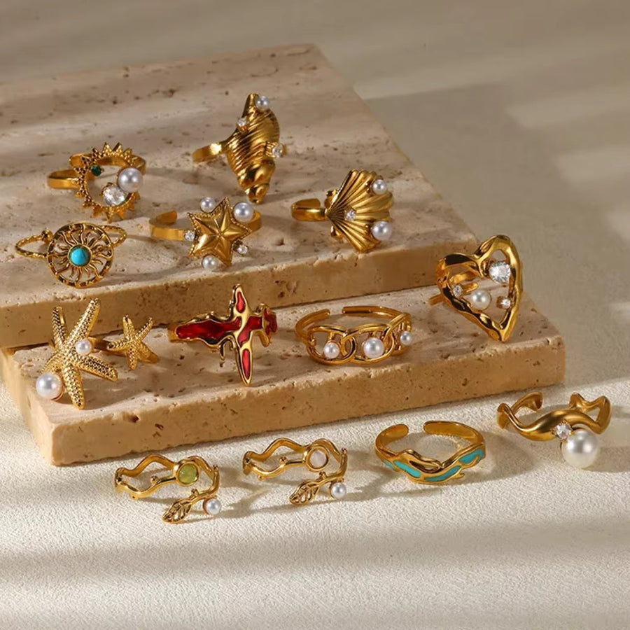 Stainless Steel Open Ring Plated 18K