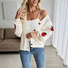 Casual Cardigan European And American Ladies Strawberry Jacquard Sweater