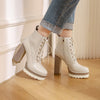 Women's Chunky Heel Waterproof Platform High Heel Boots