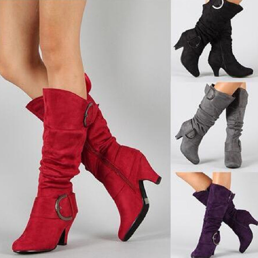 Fashion Brushed Velvet Spring And Autumn Women's Boots