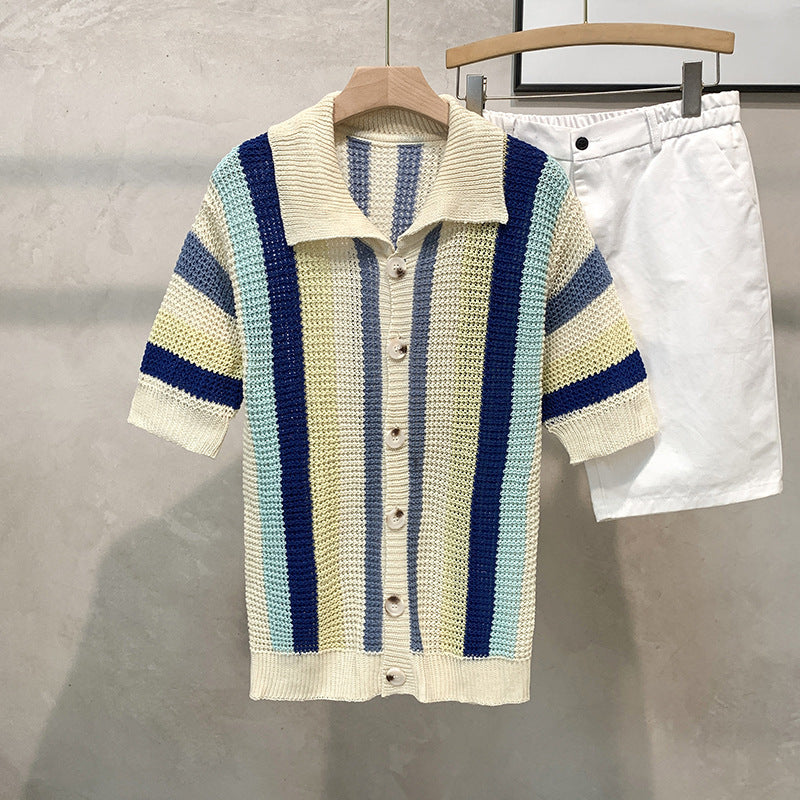 Dopamine Stripe Loose Casual Shirt