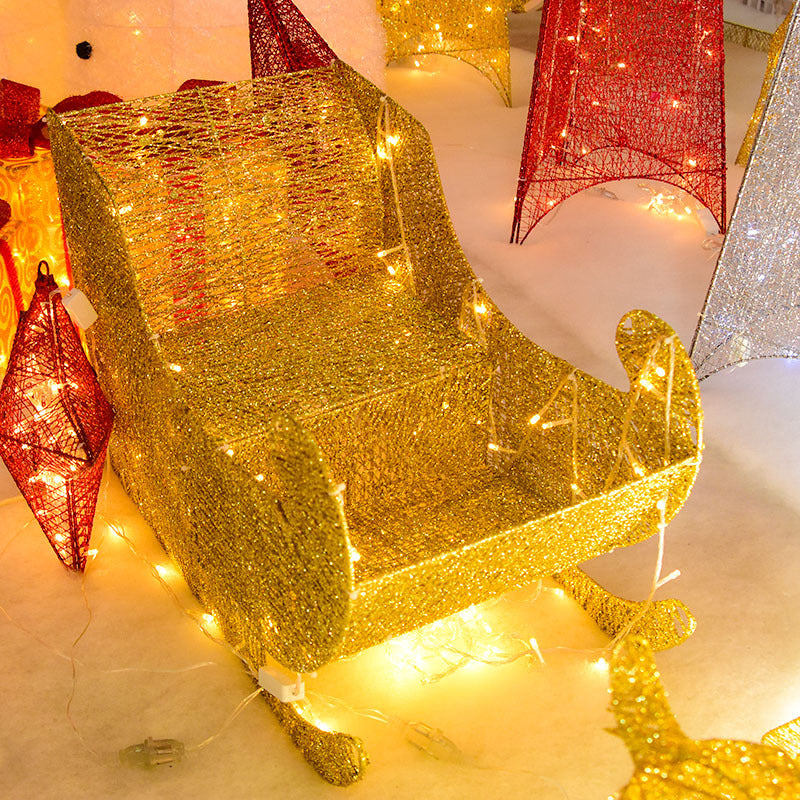 Iron Christmas Deer Sequin Light Onion Powder Deer Pulling Cart