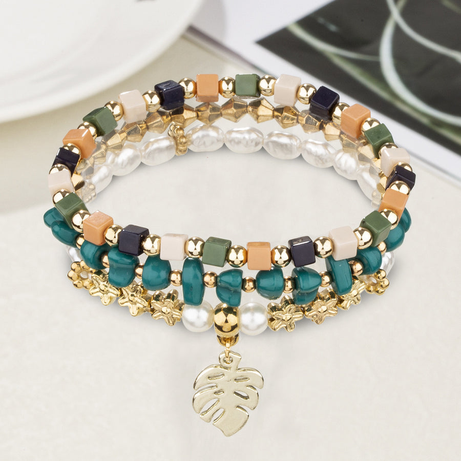 Leaf Pendant Irregular Vintage Pearl Ornamental Stone Bracelet