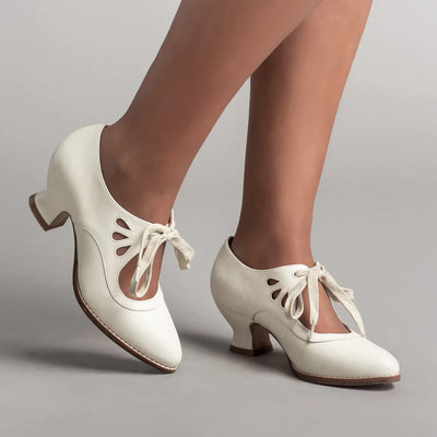 Hollow Out High Heel Lace-up Casual Shoes