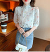 Women's Fashion Stand Collar Ruffle White Shirt