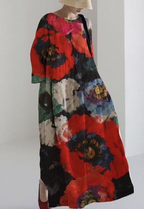 Women's Casual Loose Print Mid-length Dress