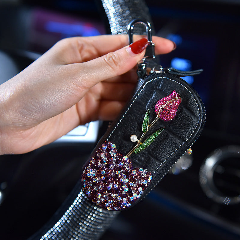 Car Key Case With Diamonds And Roses