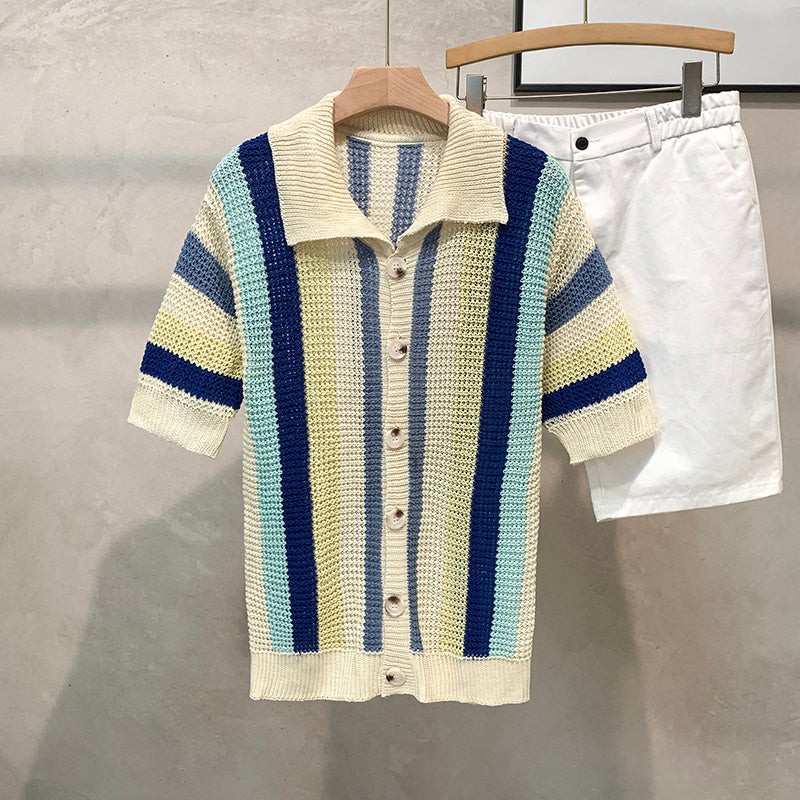 Dopamine Stripe Loose Casual Shirt