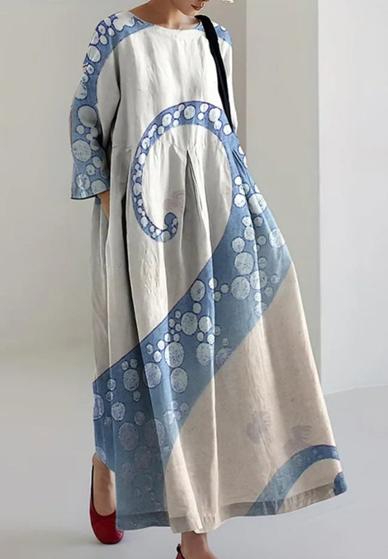 Women's Casual Loose Print Mid-length Dress