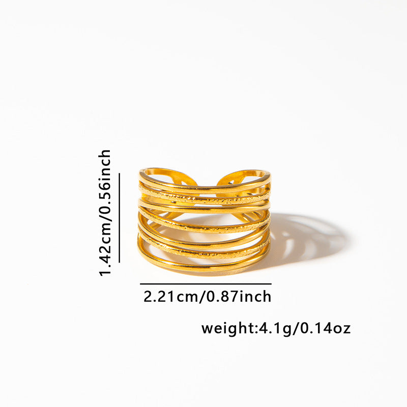 French Retro Titanium Steel Ring Golden