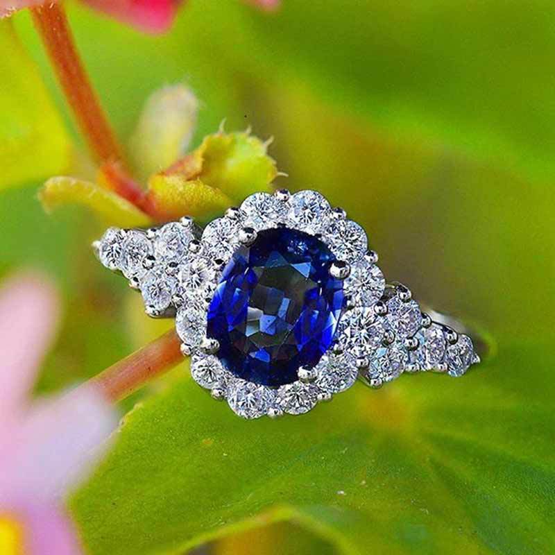 High-grade Blue Zircon Real Gold Ring