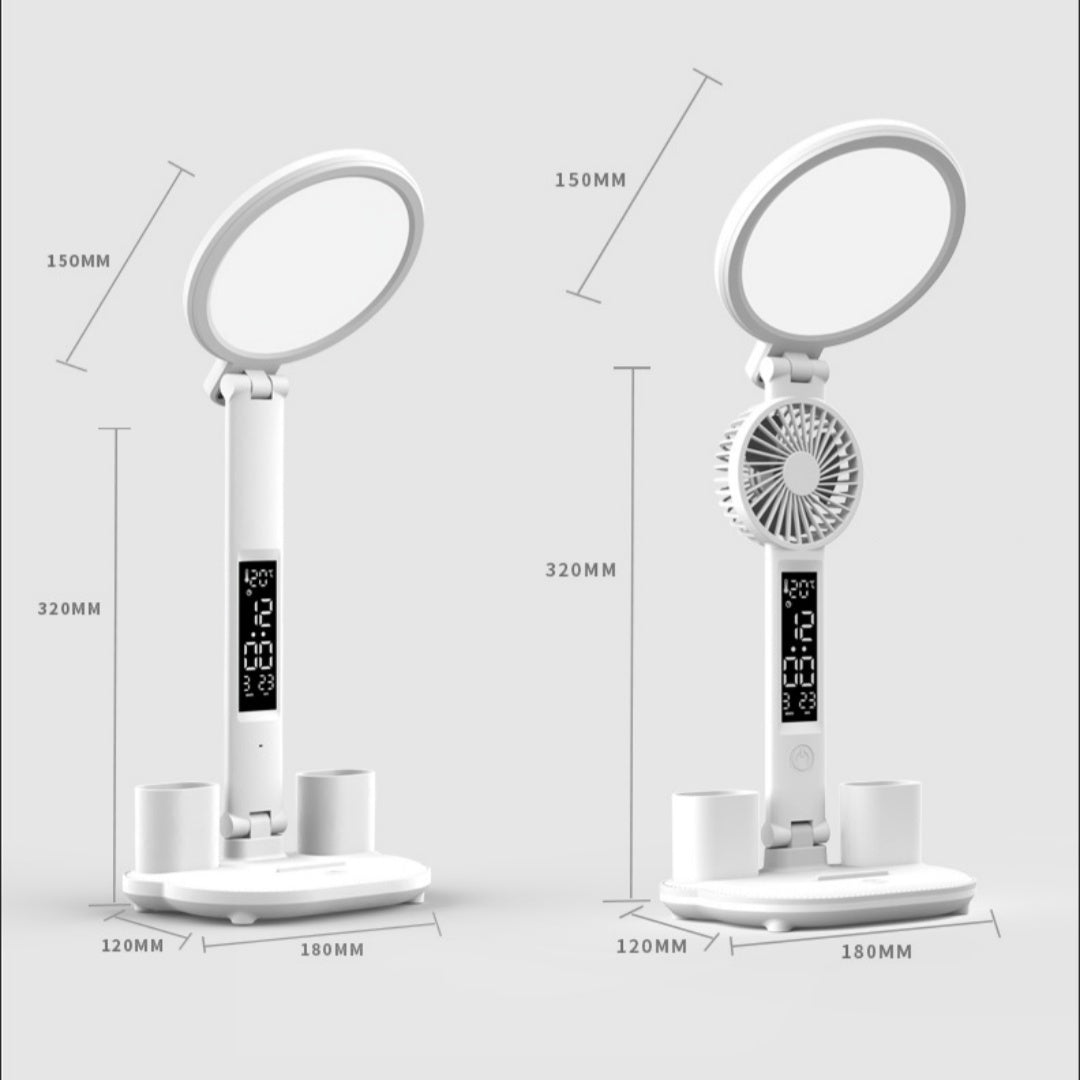 LED Clock Table Lamp USB Chargeable Dimmable Desk Lamp