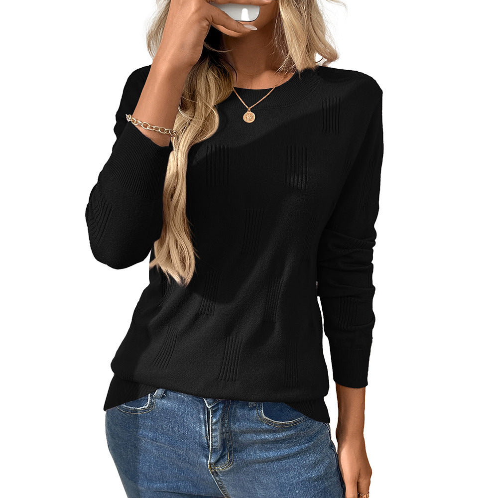 Solid Color Round Neck Pullover Knitting Bottoming Shirt