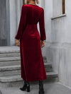 European And American Women's Clothing Party Velvet Mid-length Dress