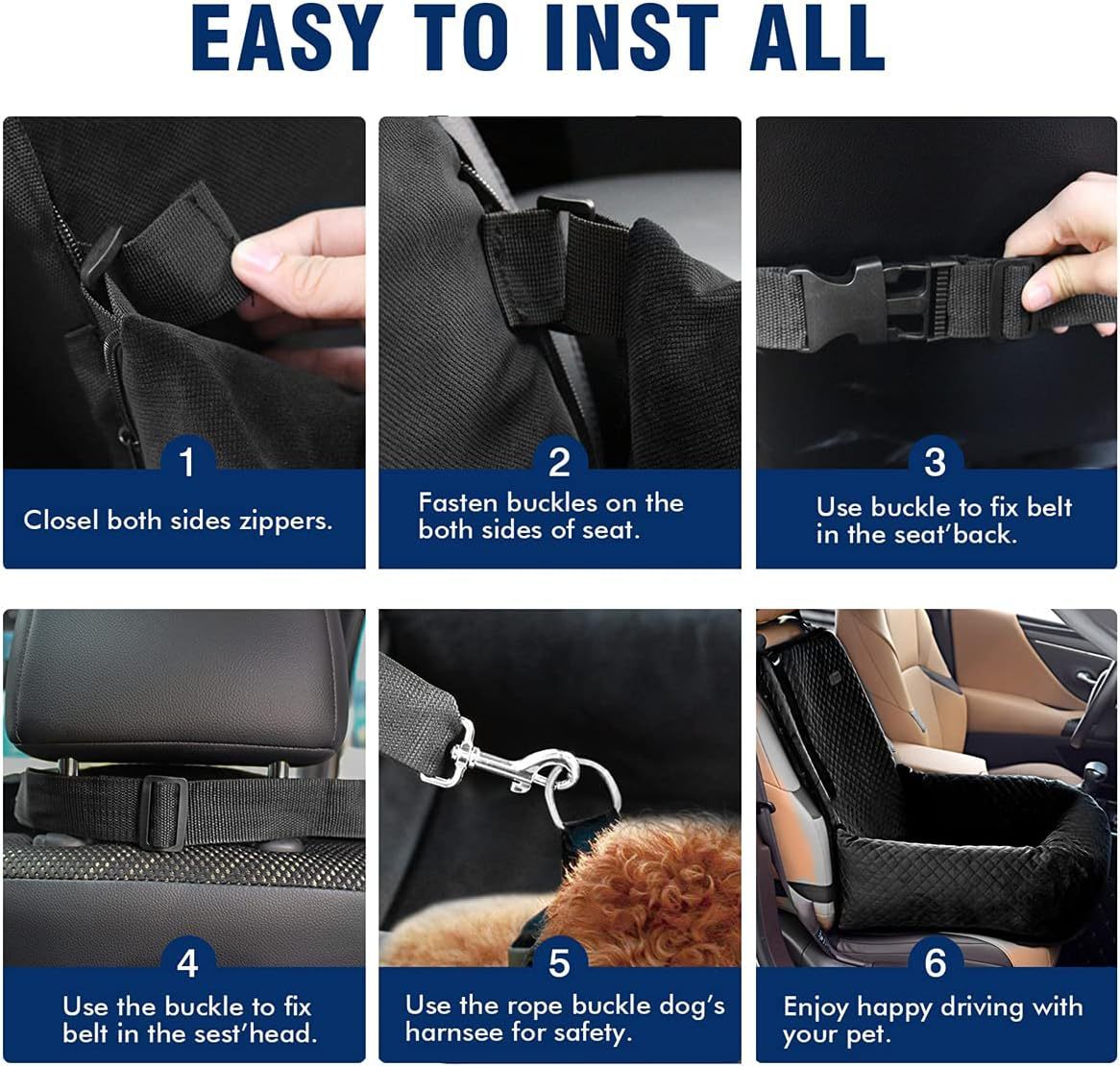 Pet Car Hanging Bag with Seat Cushion