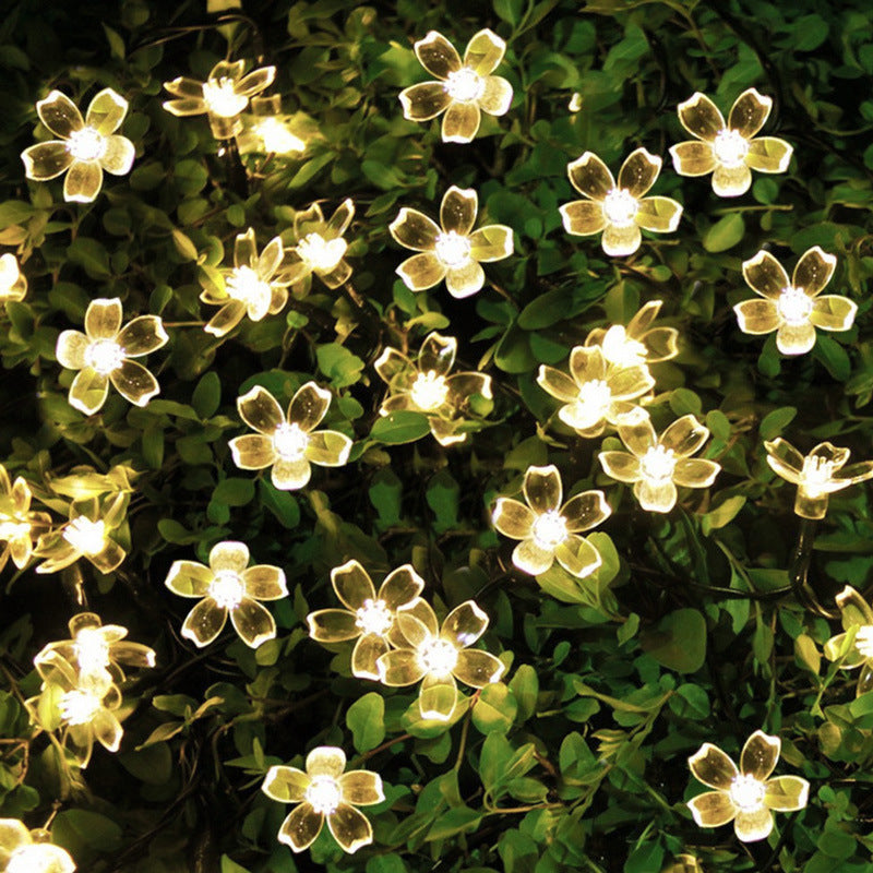 Solar-powered String Lights Flowers Flashing