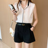 Contrast Color Waistcoat Shirt Women's Outer Wear Shirt Sleeveless Chiffon Comfort And Casual Top