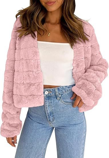 Faux Fur Long Sleeve Front Cardigan Short Coat