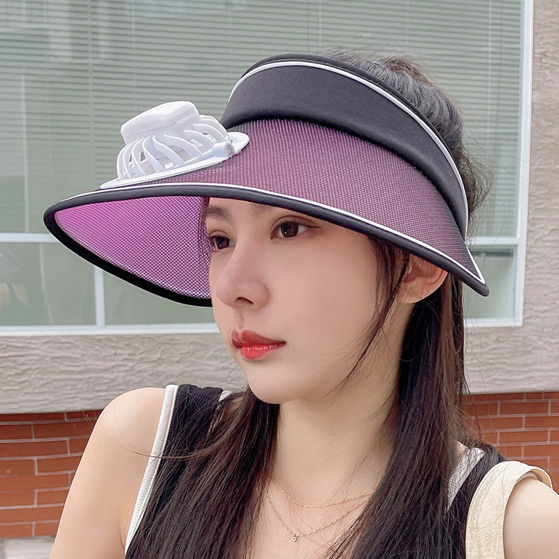 Brim Fan Sun Bonnet Woman Charging