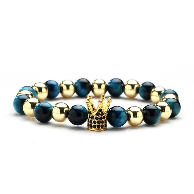 Crown Bracelet Copper Micro-inlaid Zircon Tiger Eye Stone Agate