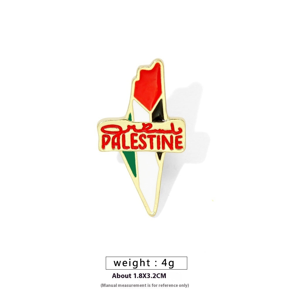 Free Palestine Flag Brooch Gold Badge Clothes Accessories Pin