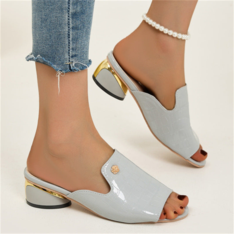 New Chunky Heel Patent Leather