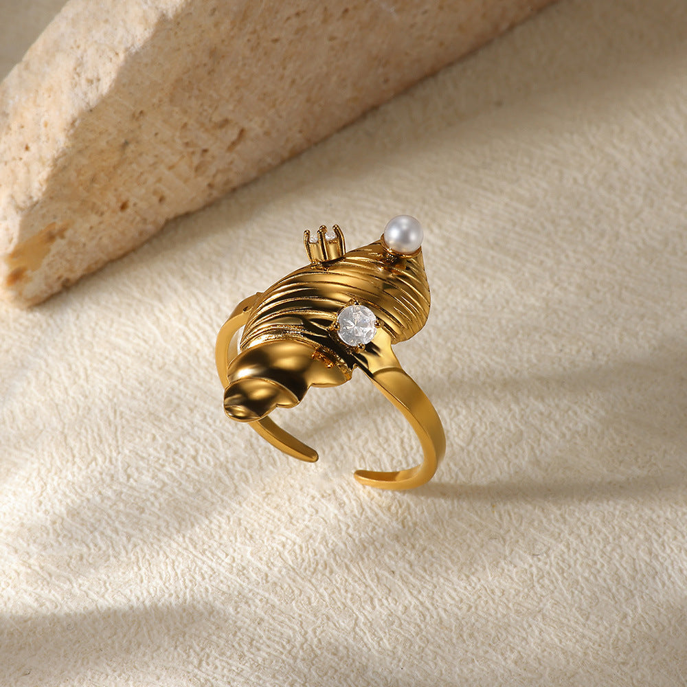 Stainless Steel Open Ring Plated 18K