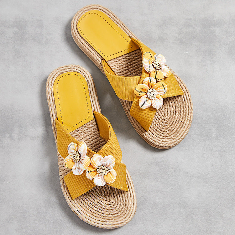 Summer Women's Slippers Rope Bottom Solid Color Fashion