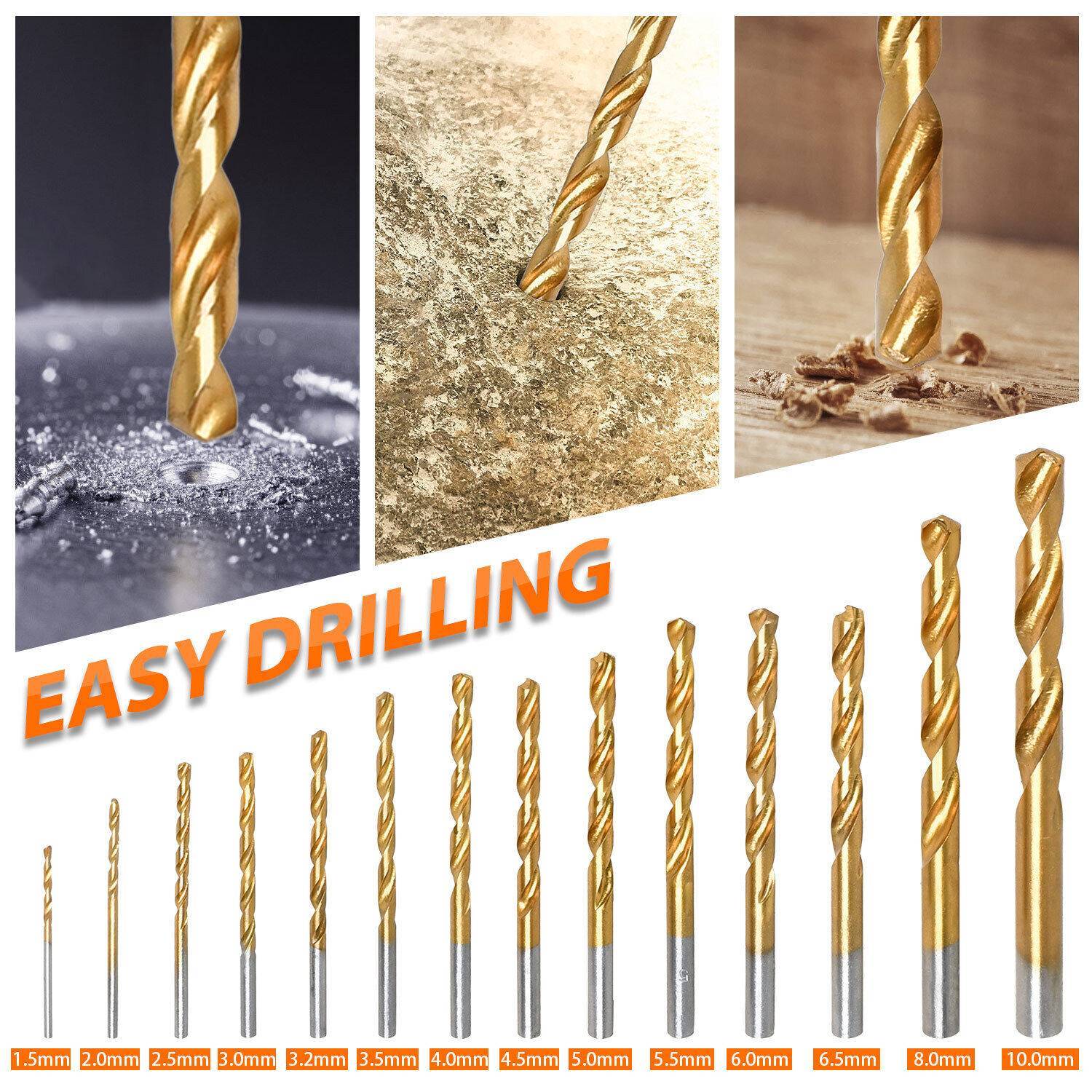 99X Titan HSS Spiralbohrer Stahl Bohrer Satz Werkzeug Set Metallbohrer 1.5-10mm
