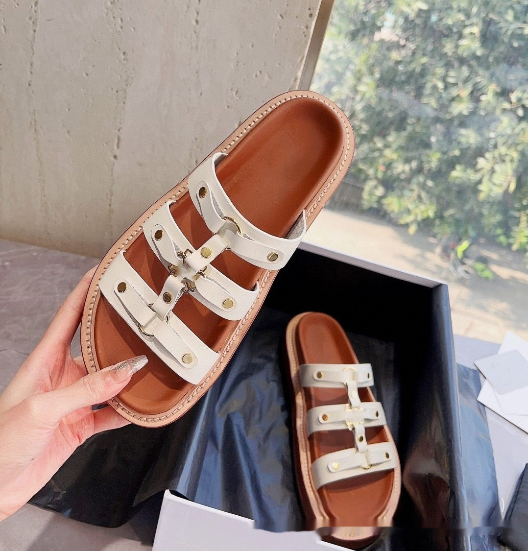 Retro Versatile Roman Style Sandal Slippers Women