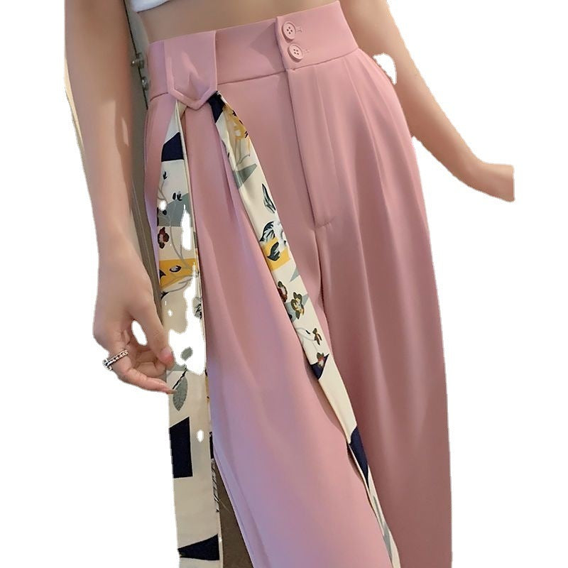 High Waist Narrow Version Ice Silk Wide-leg Pants Drape